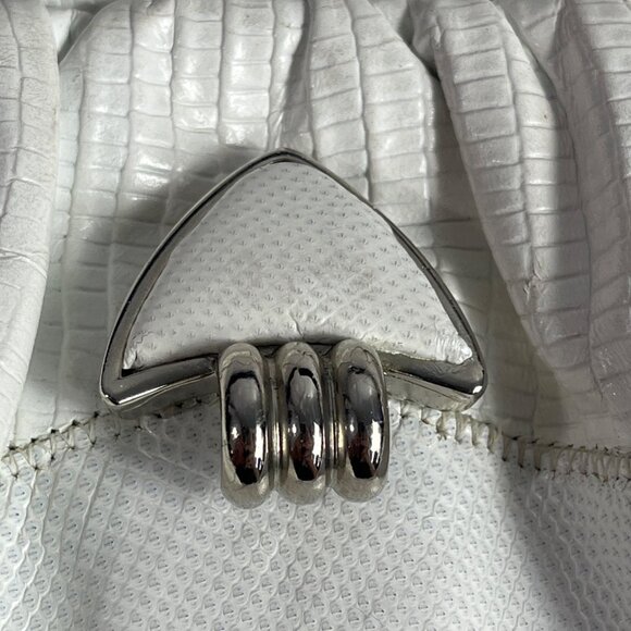 Vintage Sharif Women's White Crock Skin Leather Crossbody Bag Sz S - Picture 7 of 12